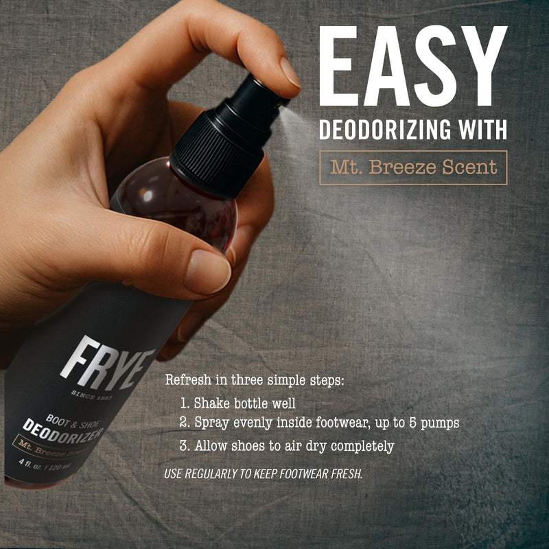 [Australia] - FRYE Boot & Shoe Deodorizer Spray - Powerful Enzyme Formula Spray for Shoe Odor Elimination in All Footwear (Mt. Breeze) 