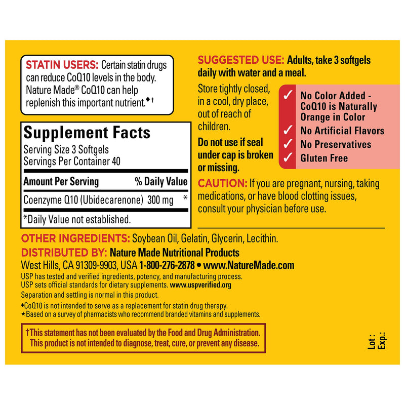 [Australia] - Nature Made CoQ10 300mg per 3 Softgels, Heart Health & Antioxidant Support, 120 Softgels, 40 Day Supply 