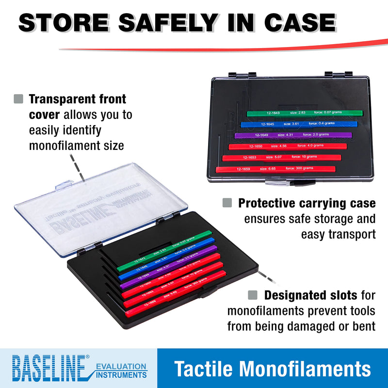 [Australia] - Baseline Tactile Monofilament Sensory Perception Evaluation Tool 6-Piece Set, Clinical Level Screening Test for Hands, Feet, (2.83, 3.61, 4.31, 4.56, 5.07, 6.65 gram) Foot (6 Piece Set) 