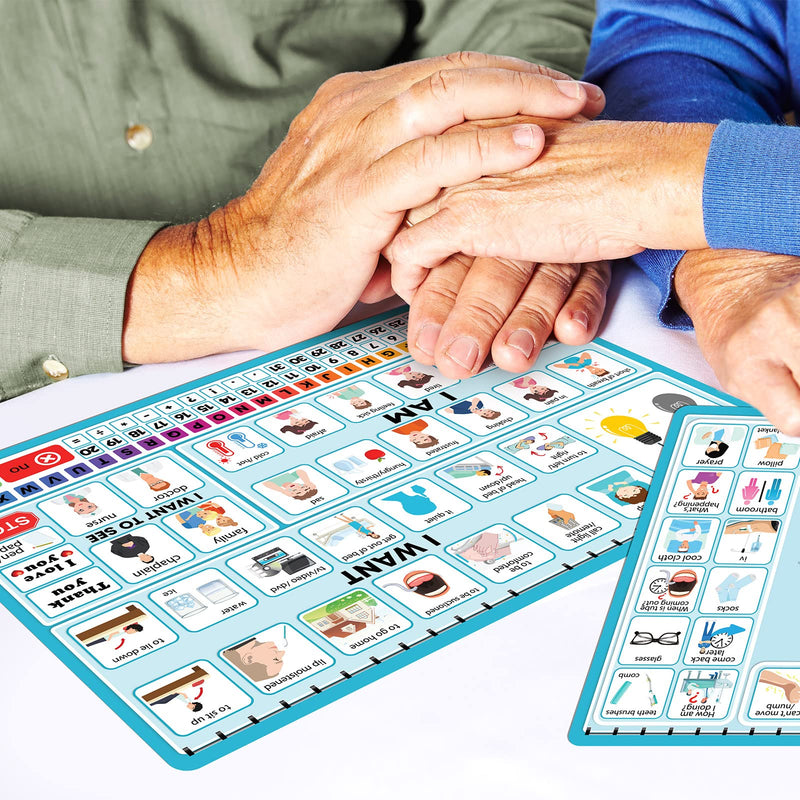 [Australia] - 6 Pcs Communication Board for Nonverbal Adults Aphasia Communication Board Colorful Picture Symbol Communication Cards for Stroke Patients Children (Blue) Blue 