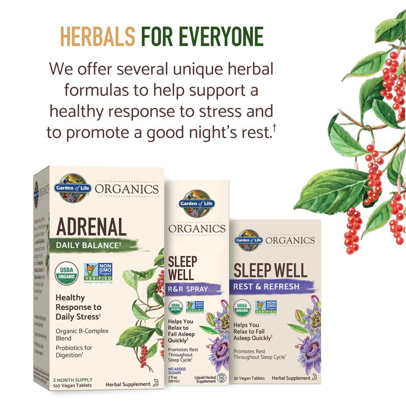 Garden of Life Organics Adrenal Daily Balance with Adaptogenic Herbs, 120ct