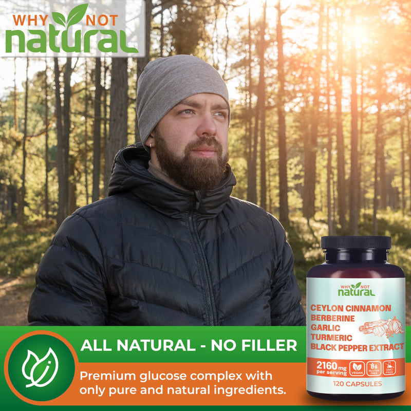 [Australia] - 5-in-1 Organic Ceylon Cinnamon Capsules with Berberine, Garlic, Turmeric, Black Pepper Extract Pills (120 Capsules) 120 Count (Pack of 1) 