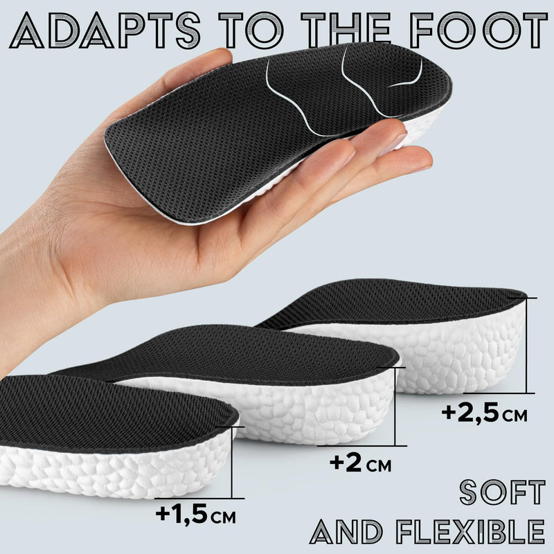[Australia] - SULPO shoe insoles increase - height increase insoles - insoles for men's heel increase - increase heel cushion - height increase insoles - heel pads - heel wedge - anti-slip - 2cm 2 cm black 