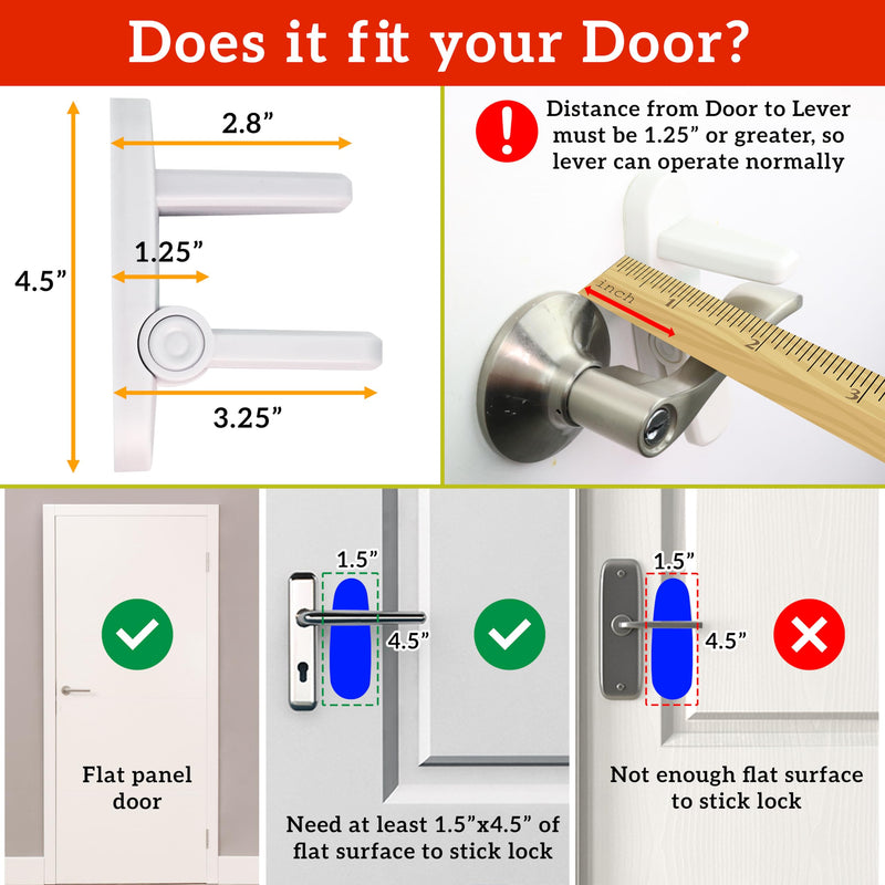 [Australia] - Door Lever Lock (1 Pack) Prevents Toddlers from Opening Doors. 3.25" L * 1.5" W * 4.5" H Easy One Hand Operation for Adults. Durable ABS with 3M Adhesive Backing. Simple Install, No Tools Needed. White 1 Count (Pack of 1) 