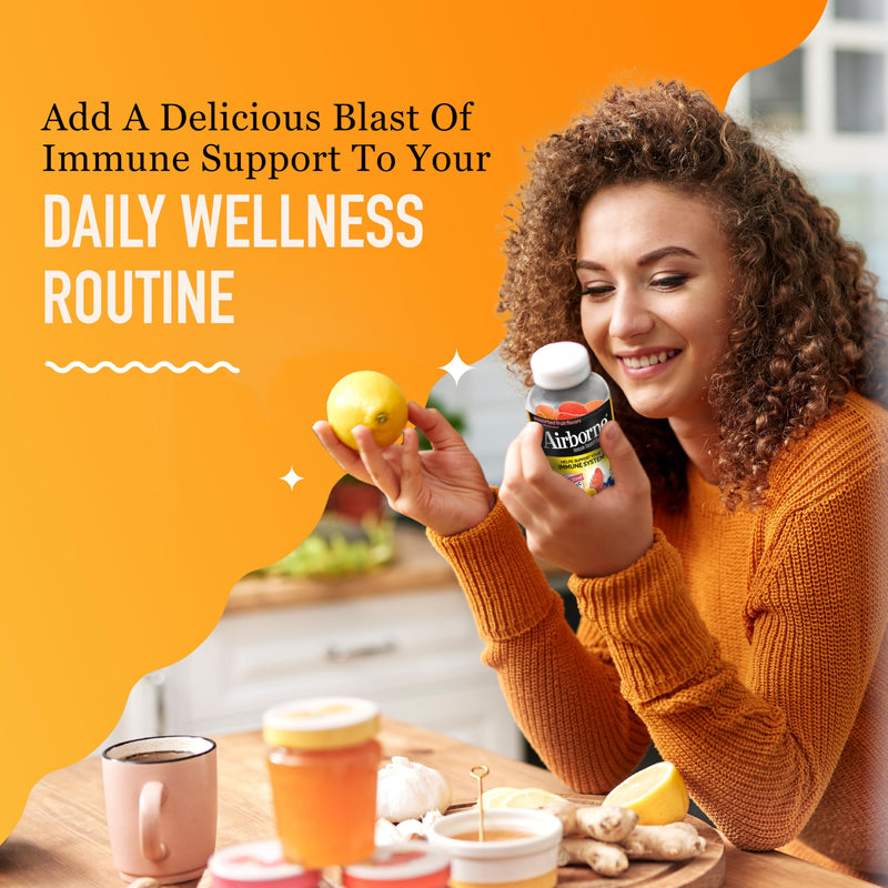 Airborne 750mg Vitamin C Gummies for Adults, Immune Support Supplement with Powerful Antioxidants Vitamins A C & E - 2x63ct Bottles (126 Gummies), Assorted Fruit Flavor | Antioxidants Vitamins A, D & E + Zinc, Selenium, and Manganese, Herbal Blend, Nat...