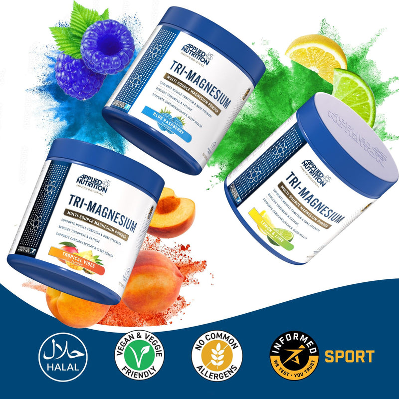 Applied Nutrition Tri-Magnesium Powder 3 in 1 - Magnesium Glycinate Supplements for Bone, Muscle, Nervous System Sleep Health - 300 mg per Serving (200g - 50 Servings) (Tropical Vibes) Tropical Vibes 200 g (Pack of 1)