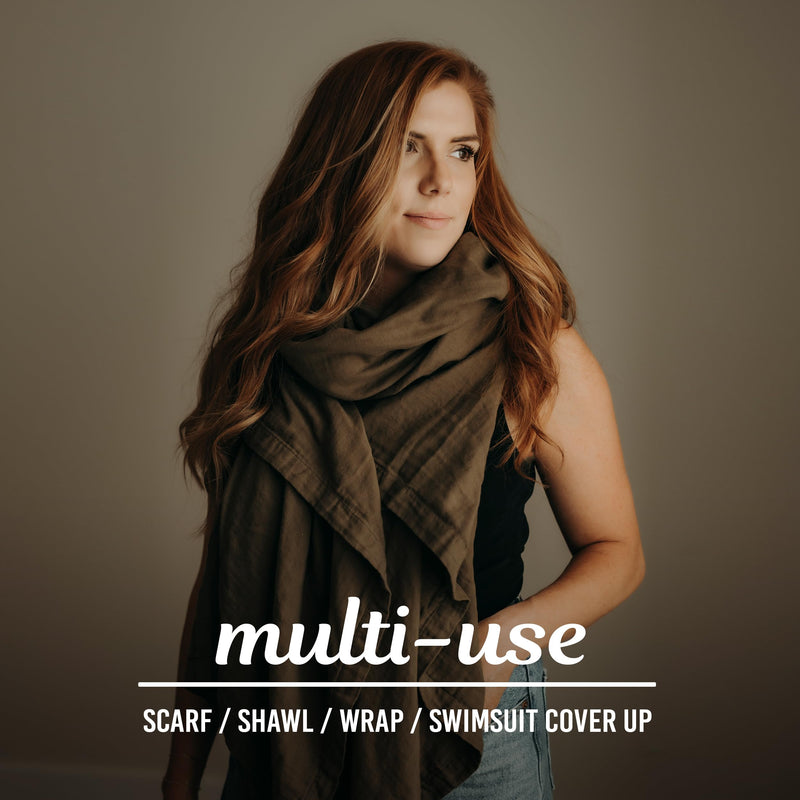 [Australia] - Kishu Baby Indi GOTS Organic Muslin Nursing Scarf - Fairtrade Certified Nursing Cover Dark Olive 