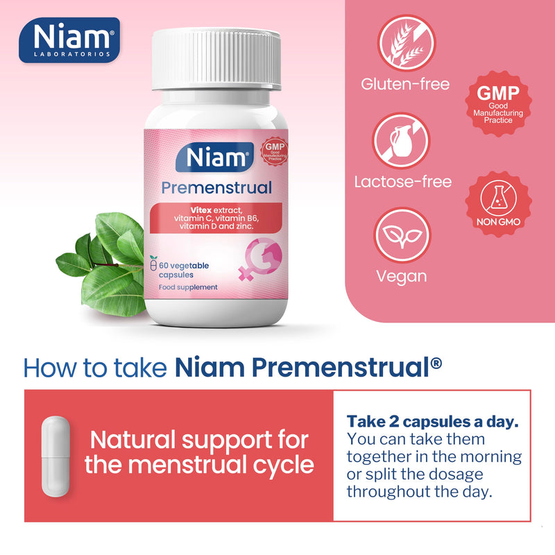 [Australia] - Vitex Agnus Castus 350 mg | Hormonal Balance & Cycle Support | Chasteberry, Vitamins B6, D, C & Zinc | 60 Capsules | Niam Premenstrual 1 