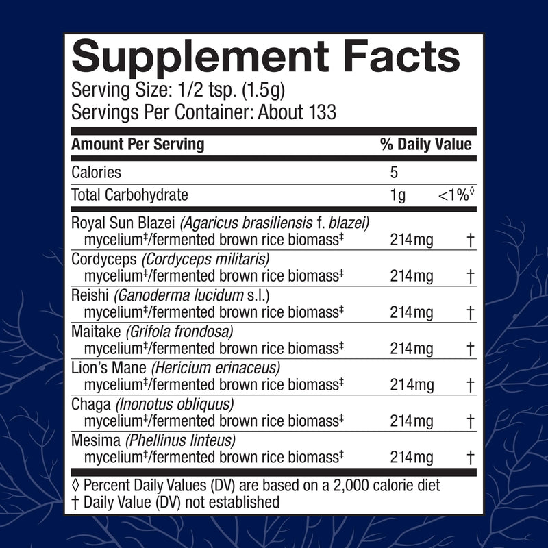 [Australia] - Host Defense Stamets 7 Mushroom Powder - 7 Species Blend - Mushroom Supplement for Immune Support with Royal Sun Blazei, Cordyceps, Reishi, Maitake, Lion's Mane, Chaga & Mesima - 7 oz (133 Servings)* 7 Ounce (Pack of 1) 