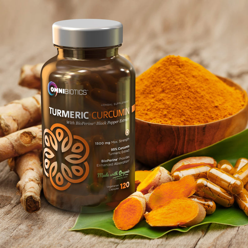 [Australia] - Organic Turmeric Curcumin Supplement 1500mg with BioPerine | 95% Standardized Curcuminoid Extract & Organic Root Powder with Piperine Black Pepper Fruit (10mg), 120 Vegetarian Capsules 
