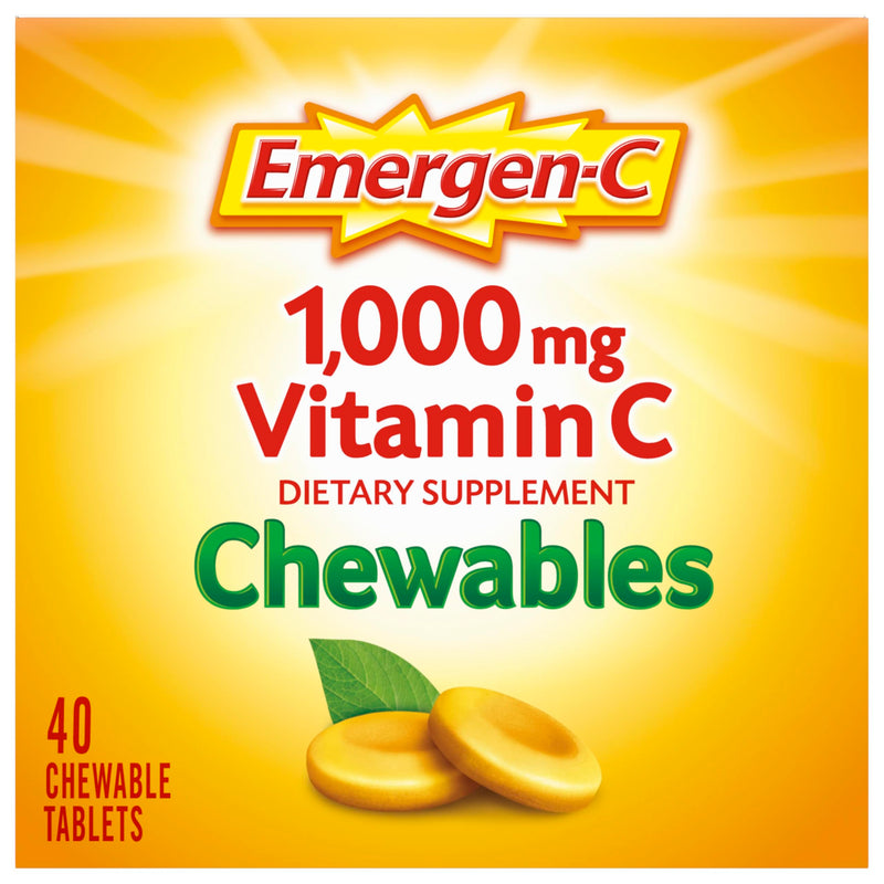 Emergen-C Vitamin C 1000mg Immune Support Chewables, Orange, 40 Tablets | Chewable Tablets, B Vitamins, Zinc and Manganese, No Water Needed, More Vitamin C than 10 Oranges
