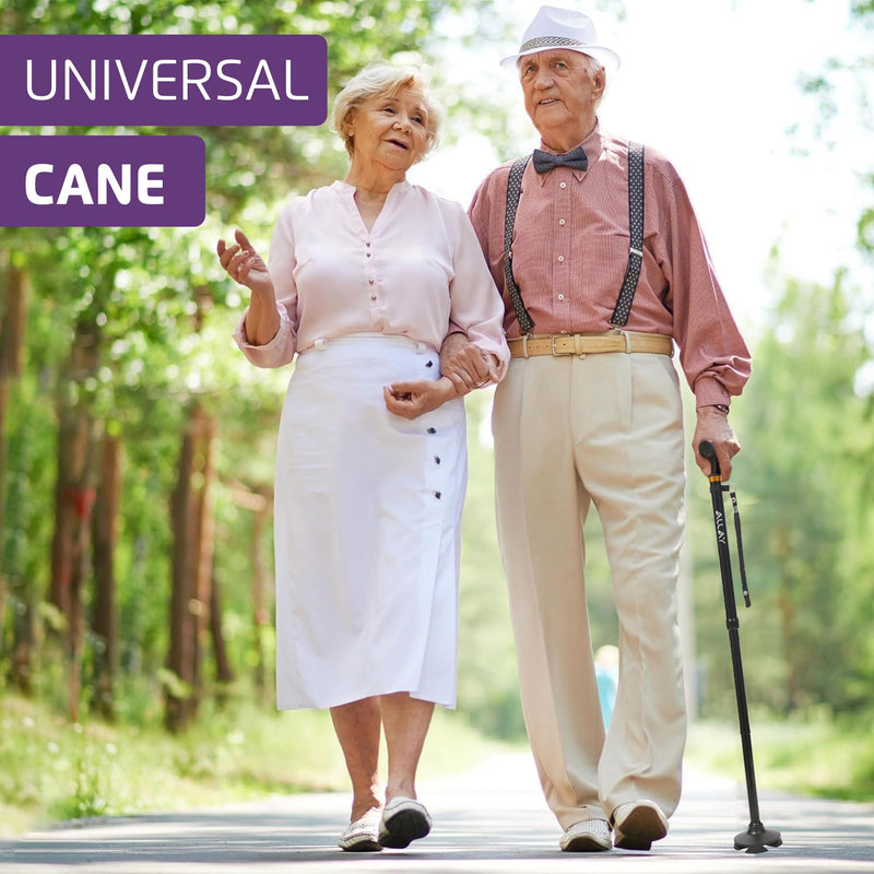 [Australia] - Allay Walking Cane for Men & Women - Foldable, Adjustable, Collapsible Walking Canes for Seniors Balance, Free Standing, Pivot Tip, Heavy Duty, with Travel Bag | Walking Sticks for Seniors & Adults Black 