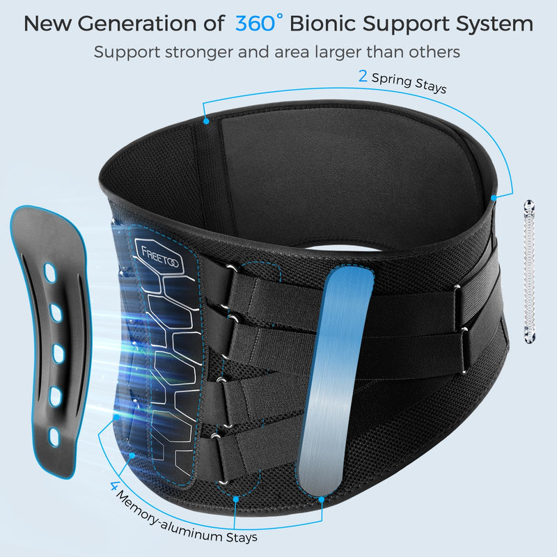 [Australia] - FREETOO Back Brace for Lower Back Pain Relief with Pulley System,Lumbar Support Belt for Men & Women with Lumbar Pad, Ergonomic Design and Soft Breathable 3D Knit Material,for Herniated Disc,Sciatica High Support Medium (Waist: 33.4ÔΩû40.5 Inch) 