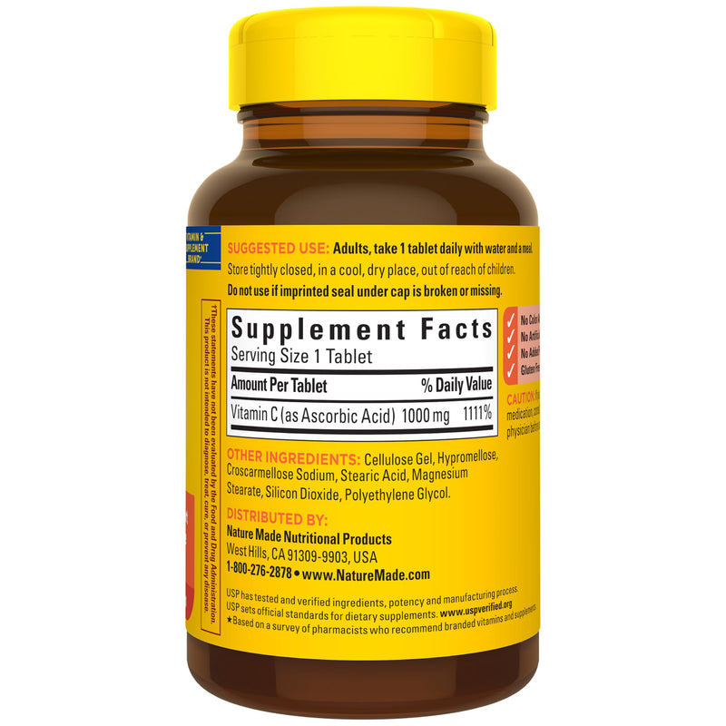 Nature Made Extra Strength Vitamin C 1000 mg Tablets, 100 Count | Adult Vitamin C Tablets for Immune Support and Antioxidant Support, 100 Day Supply 100 Count (Pack of 1)