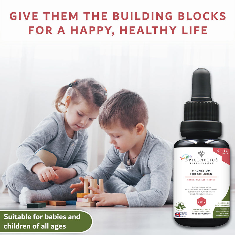 Magnesium for Kids Children & Baby 30ml | Supports Sleep & Relaxation, Helps Calm & Focus, Supplements for 0-11 Years | Bones, Teeth & Energy | Sugar & Flavouring Free UK Made Vegan 0.05 ml (Pack of 600)