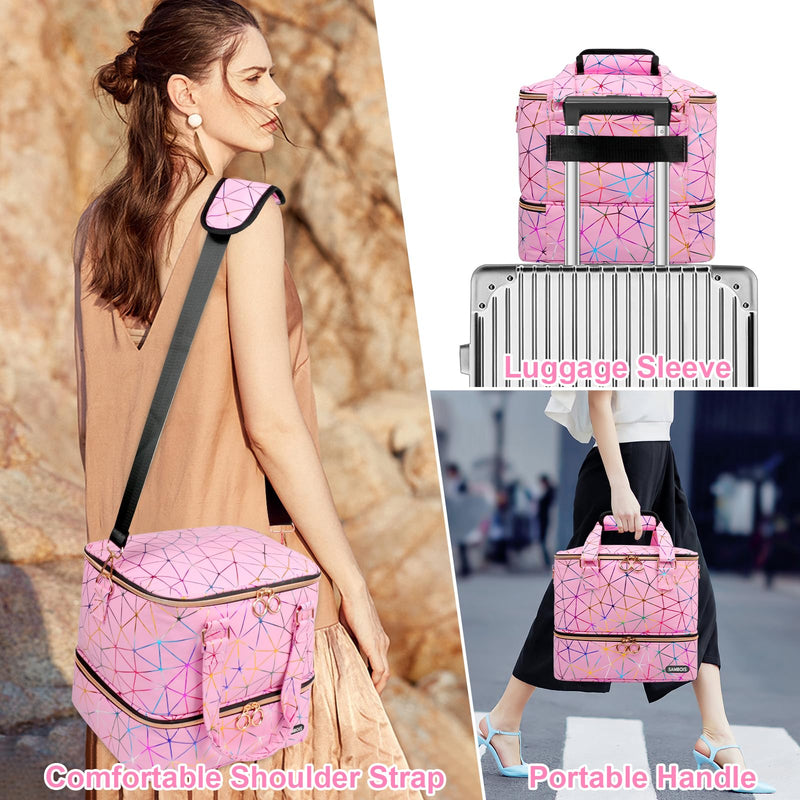 Travel Carrying Case for Shark Flex Style, Hair Dryer Attachments& Nail Polish Organizer Bag Holds 84 Bottles (15ml/0.5 fl.oz)& Nail Lamp Black
