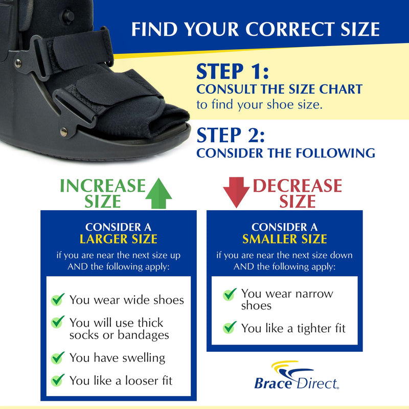 [Australia] - Brace Direct Air CAM Walker Boot for Broken Foot Ankle Sprains and Injury Recovery - Lightweight Short Orthopedic Boot (US SHOE: Men 4.5-7 Women 6.5-8 Kids 4.5-7) Small (Pack of 1) 