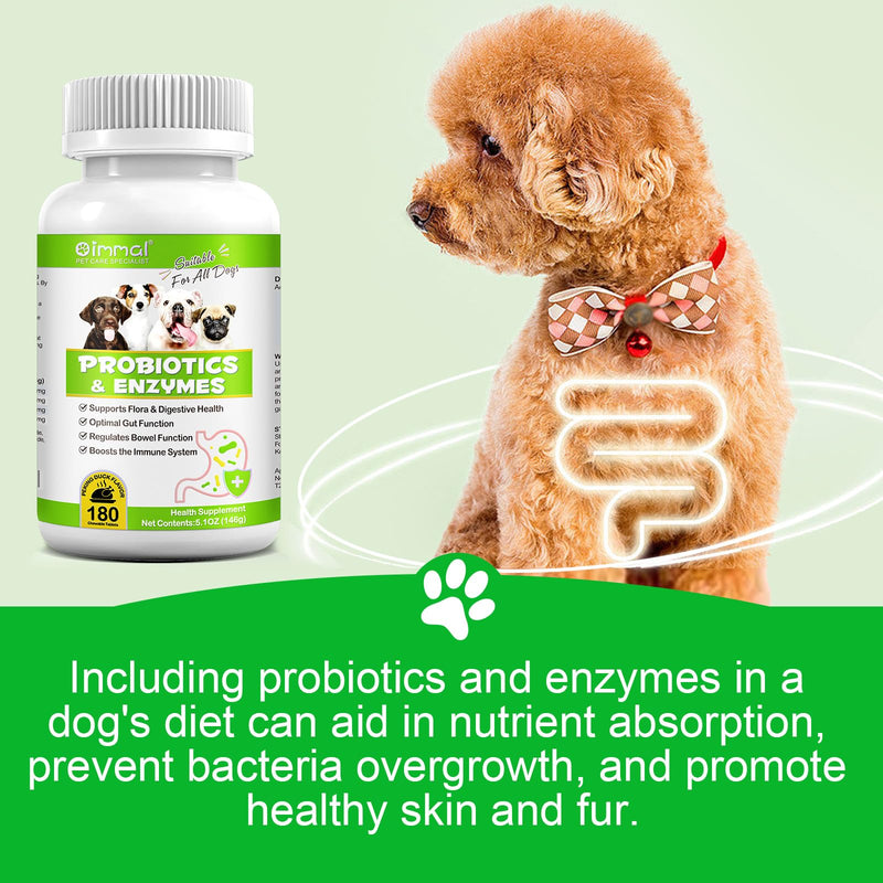 Probiotics for Dogs, 180 Chews Dog Probiotics and Digestive Enzymes, Promotes Gut Health, Dog Probiotics for Bowel Support, Immunity Health - PawsPlanet Australia