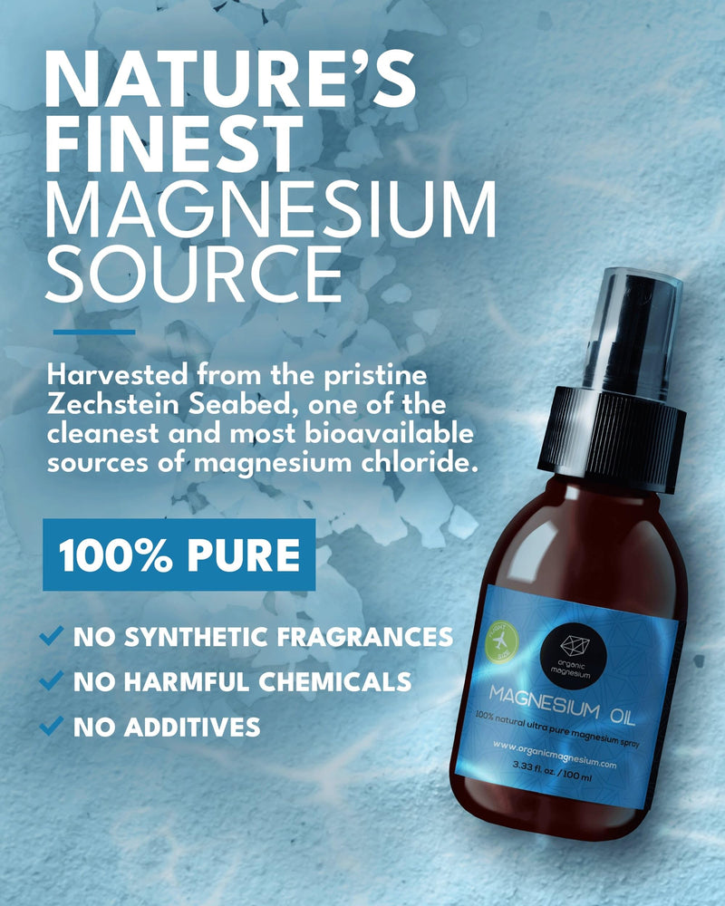 Magnesium Spray for Sleep 100ml - 100% Natural & Ultra Pure Magnesium Oil | Topical Organic Mg Foot Spray for Restless Legs & Muscle Cramp Relief | from Ancient Zechstein Seabed