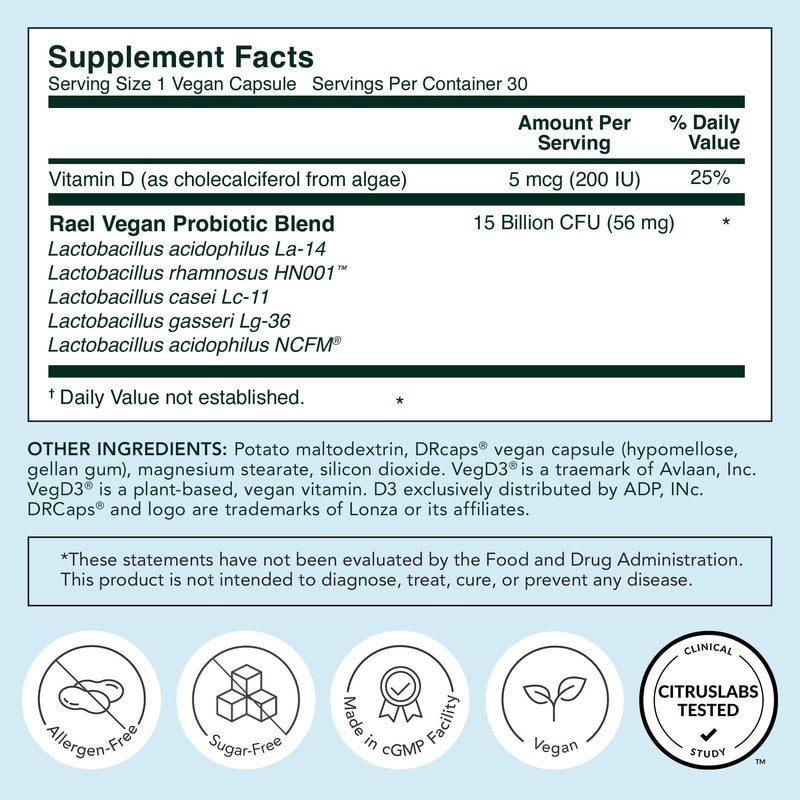 [Australia] - Rael Probiotics for Women - pH Balance Supplement with Prebiotics, Vaginal Immune Health, Yeast & Flora Support, Odor Control, Vegan (30 Servings) 