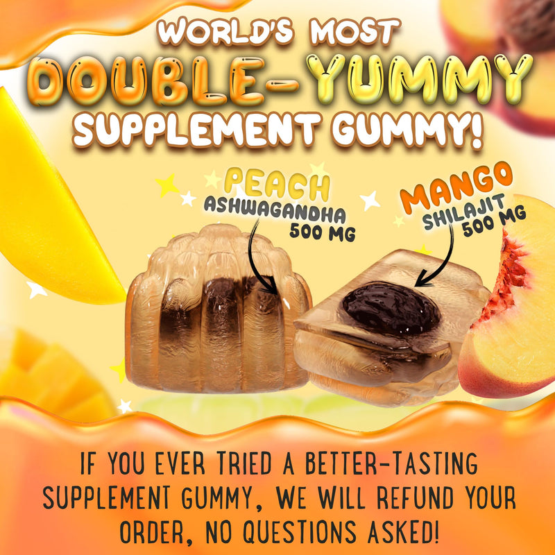 [Australia] - Pure Himalayan Shilajit Gummies - High Potency Gold Grade Resin - Energy Boost and Immune Support for Men and Women with Ashwagandha and Shatavari - 60 Gummy - Peach & Mango 60 Count (Pack of 1) 