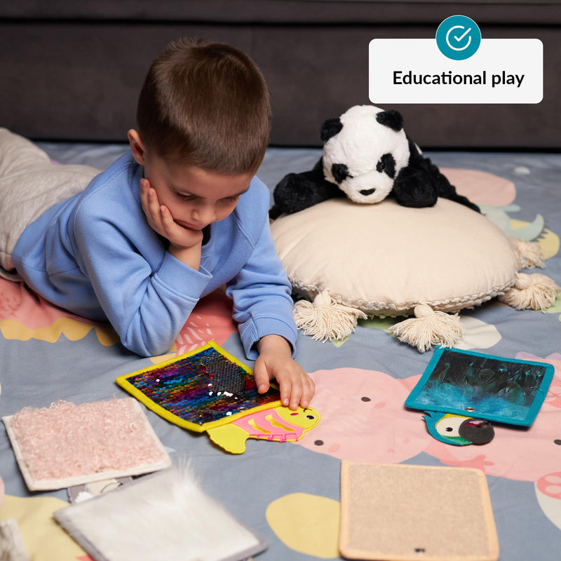 [Australia] - Sensory Mats | Sensory Wall Panel for Kids | Sensory Tiles Pets 6-Pack | Toddler Classroom Must Haves | Sensory Mats for Autistic Children | Tactile Sensory Toys | Texture Fabric 