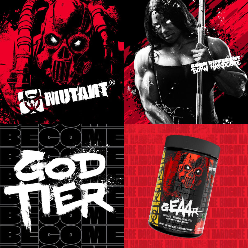 MUTANT GEAAR | 9.4g of EAA Powder + Arginine, 7g BCAAs, 4g Leucine, Electrolytes, Coconut Water, No Artificial Colours or Flavours | 30 Servings | Blue Raspberry