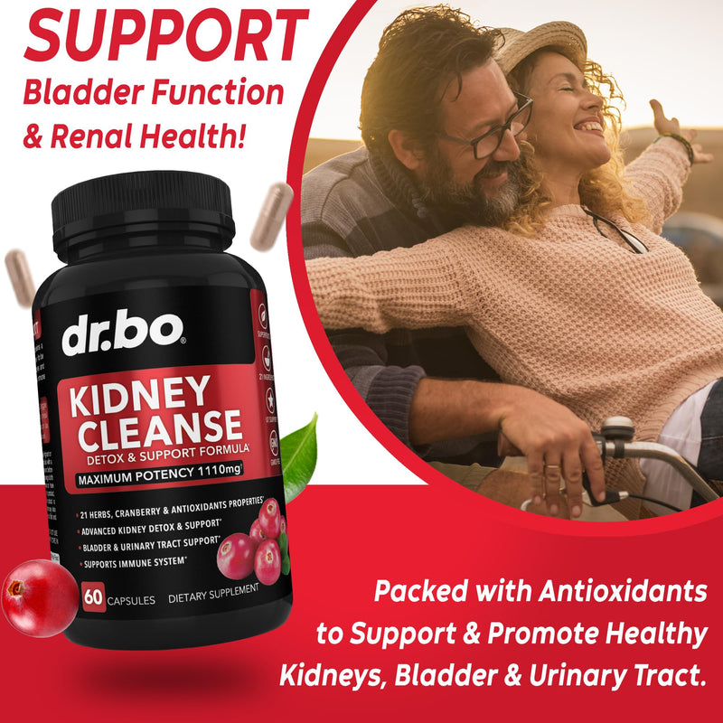 [Australia] - Kidney Cleanse Detox Support Supplement - Natural Cranberry, Juniper Berries, Buchu & Uva Ursi Extract to Support Kidneys, Bladder & Urinary Tract Health Supplements - Herbal Renal Blend Formula Pills 