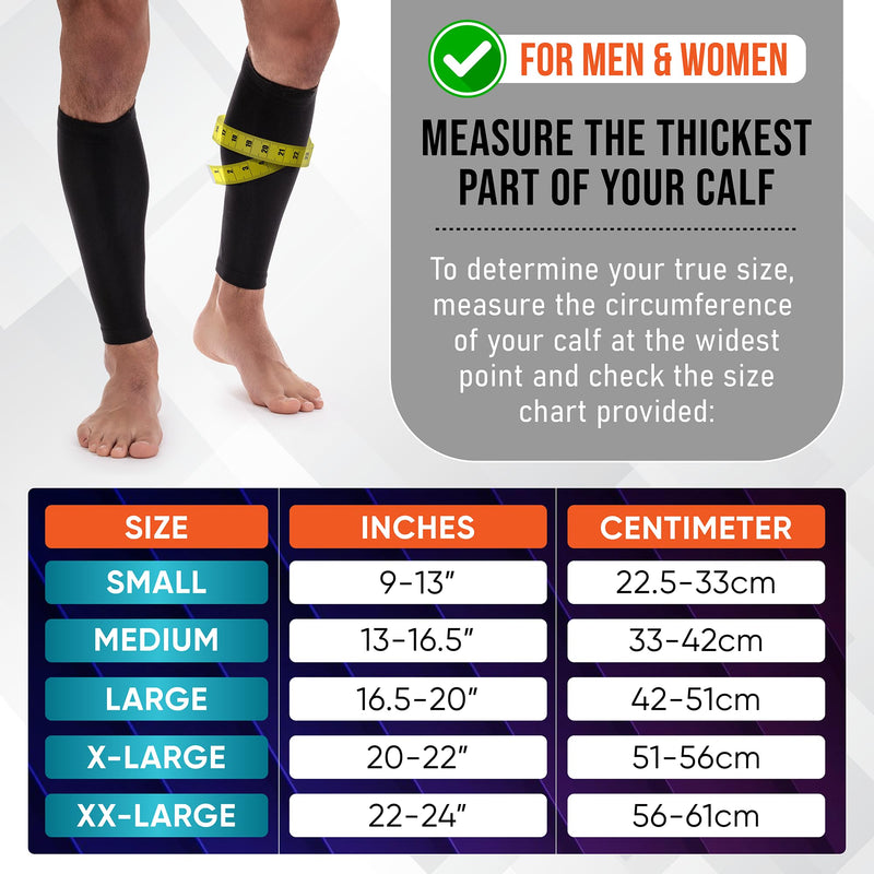[Australia] - Calf Compression Sleeves for Men and Women - (1 Pair) Footless Compression Socks Support for Varicose Vein, Nursing, Pregnancy, Running - PhysFlex Leg Sleeve Brace for Shin Splints, Pain Relief and Reduces Swelling (Black, Medium) Black 