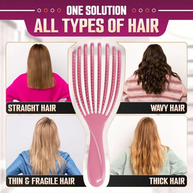 2 Pcs Detangling Curl Brush for Curly Hair Pink & Violet Set – Ergonomic Shell Shape Design and Scalp-Fitting Detangling Brush for Curly Hair and Locks – Easy Tangle Removal Curl Detangler Brushes 2 Pcs Seashell