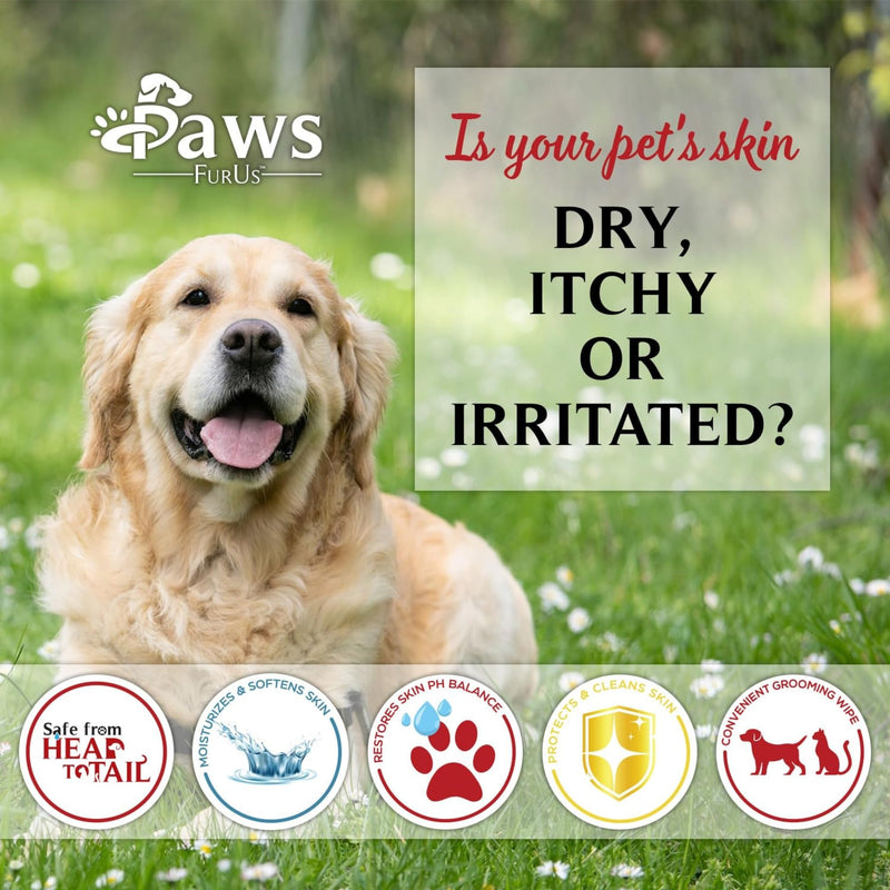PawsFurUs® All-Natural Pet Wipes for Dogs & Cats - Doctor-Formulated for Total Pet Care with Antifungal & Antibacterial Protection, pH Balancing, Moisturizing, Deodorizing & Fast Itch Relief - 72ct. - PawsPlanet Australia