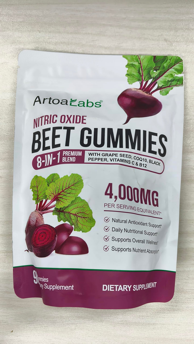 Beetroot Gummies - High Strength Beetroot Supplement Enriched with CoQ10 & Vitamins C & B12 - Antioxidant Nutrients, Daily Nutritional Support, Sugar Free Vegan, Mixed Berry, 90 Gummies