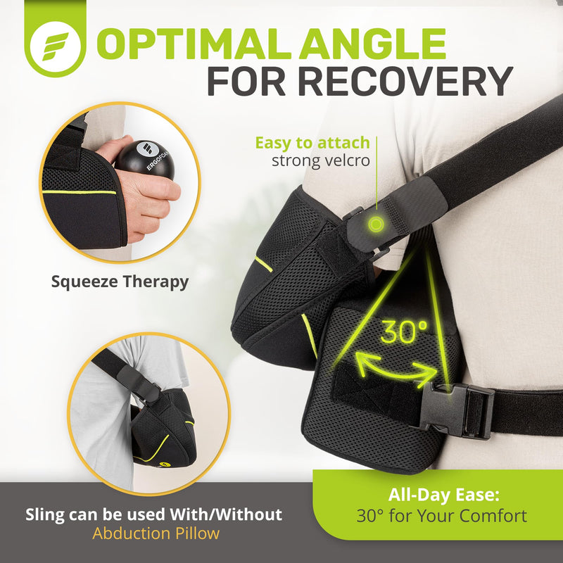 [Australia] - ErgoFoam Shoulder Sling with Abduction Pillow - Premium Abduction Sling Designed for Athletes - Arm Sling Shoulder Immobilizer With Pillow (Left) Left Arm 