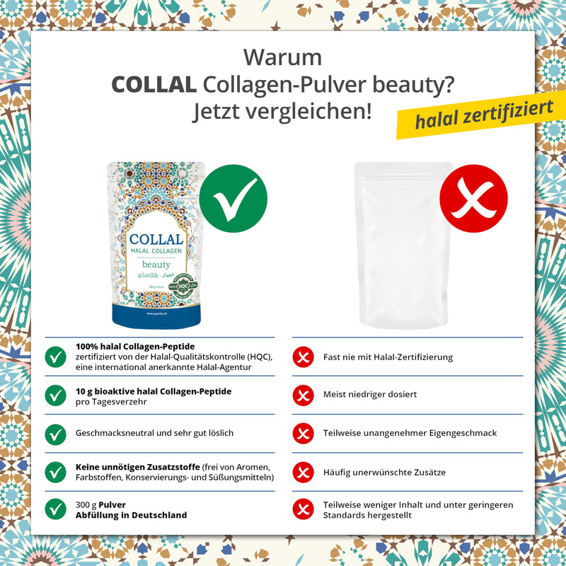[Australia] - Collal® Halal Collagen - beauty - Premium Collagen Powder 300 g Doypack, beauty collagen powder with bioactive, halal-certified collagen peptides, 30 portions with very high bioavailability 