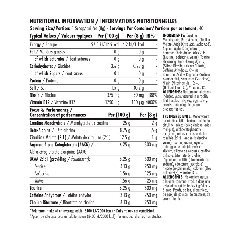 Applied Nutrition BodyFuel Pre-Workout Powder - Energy, Strength & Endurance Booster with Creatine, Citrulline & Beta-Alanine Sugar-Free Pre-Workout (320g - 40 Servings) (Blue Raspberry) Blue Raspberry