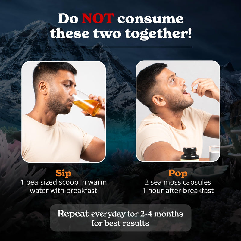 [Australia] - Shilajit Resin 30 gm & Sea Moss Capsules Energy Duo| Pure Himalayan Shilajit Gold Grade for Men & Women with High Potency & Irish Sea Moss with Black Seed Oil 