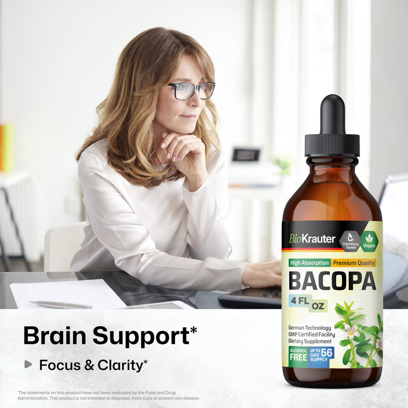 [Australia] - Bacopa Monnieri Organic Tincture - Cognitive Health Support Liquid Supplement - Organic Bacopa Herbal Extract - Alcohol & Sugar Free Vegan Drops 4 Fl.Oz. 4 Fl Oz (Pack of 1) 