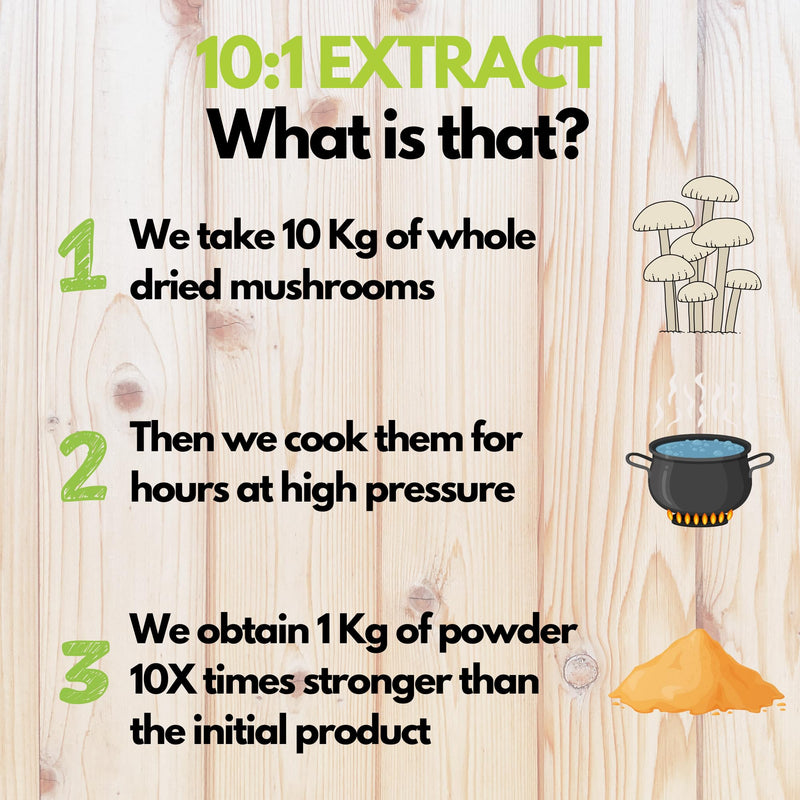Mushroom Complex Powder 100g - 7 Organic Mushroom Supplement 10:1 Extract | Lion's Mane, Reishi, Cordyceps, Chaga, Tremella, Shiitake, Maitake | Brain, Energy & Immunity | 100 Servings MUSHROOM COMPLEX