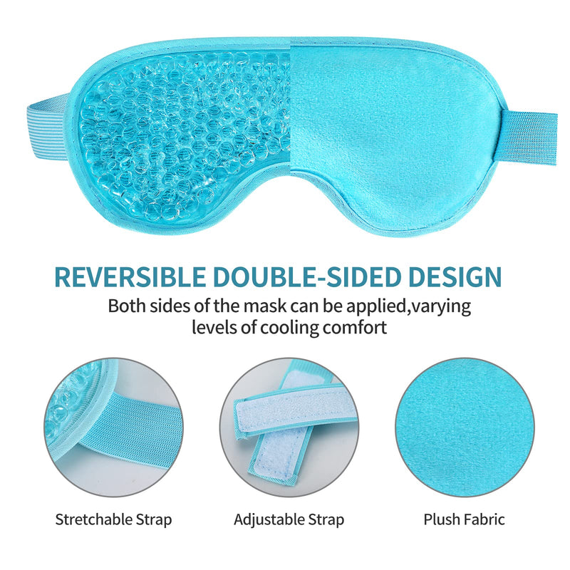 [Australia] - 2PCS Gel Eye Mask Reusable Hot Cold Therapy Gel Bead Eye Mask for Puffiness/Dark Circles/Eye Bags/Dry Eyes/Headaches/Migraines/Stress Relief, Cooling Eye Mask Hot/Cold Compress Eye Mask (Blue) Blue 