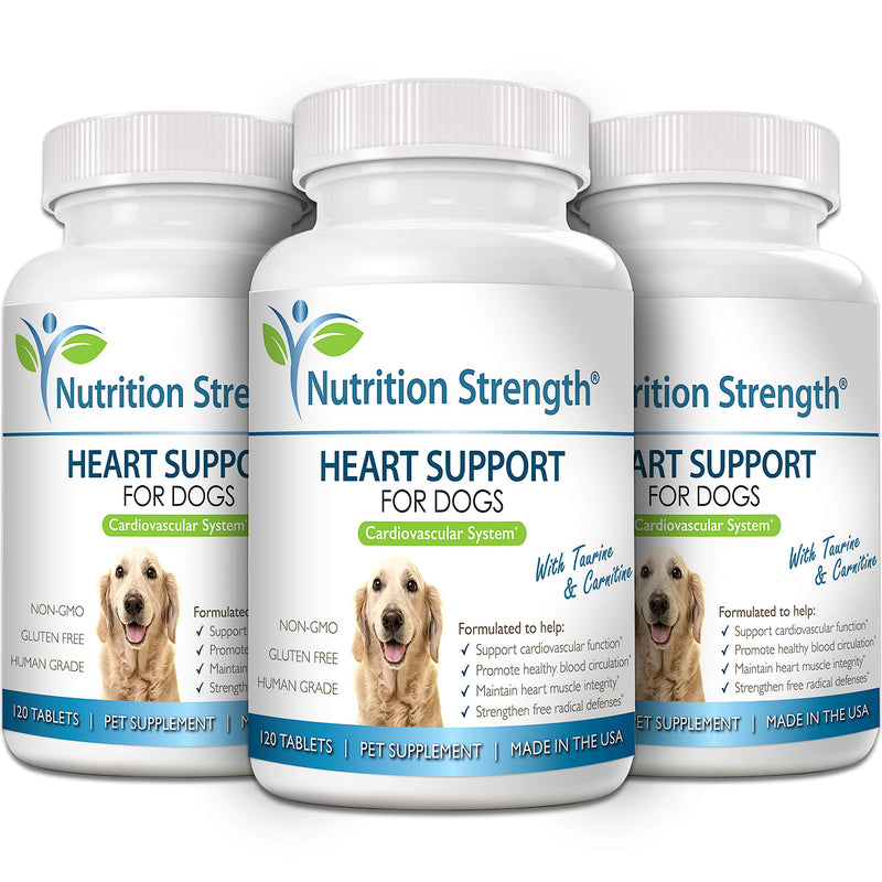 Heart Support for Dogs with Taurine & Carnitine, Promote Blood Circulation, Support Cardiovascular Function, Heart Muscle Integrity & Free Radical Defenses, 120 Chewable Tablets - PawsPlanet Australia