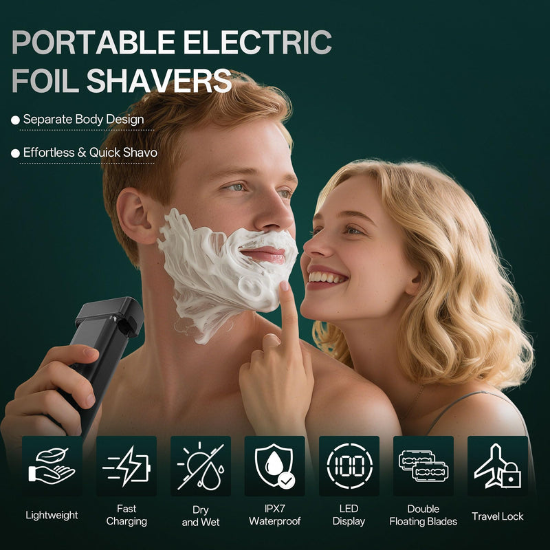 Electric Razor for Men Face,2 Adjustable Speeds Foil Shavers for Men for Beard/Face Beard Trimmer Waterproof Wet & Dry with 3 Floating Blade LED Display USB-C Fast Rechargeable for Travel & Home Blacksliver