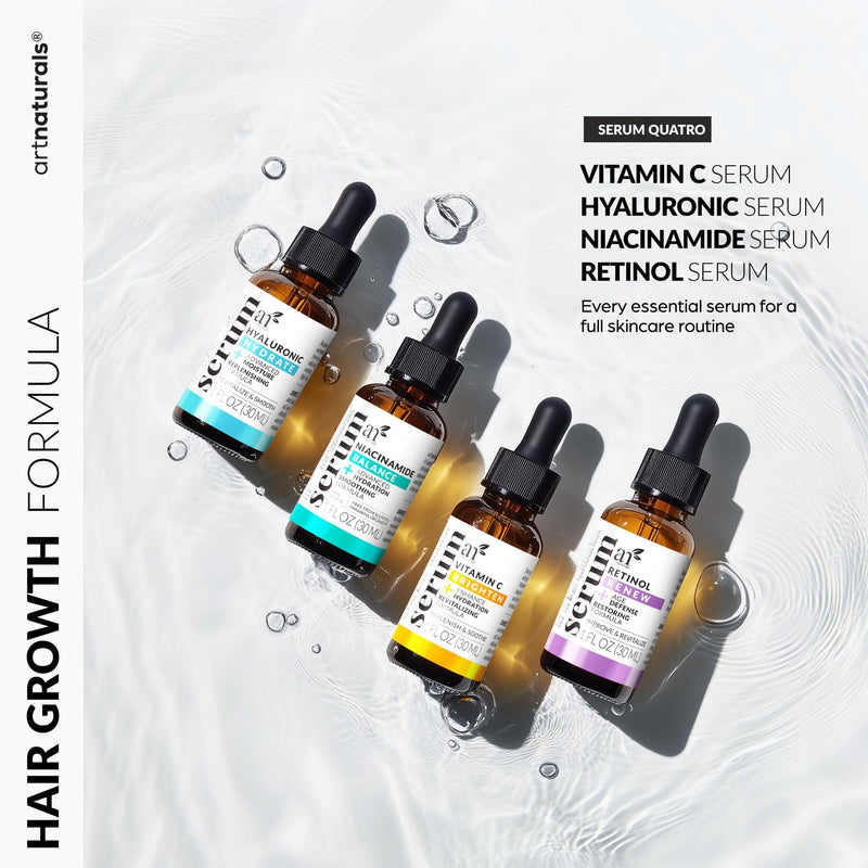 ArtNaturals Vitamin C Skincare Serum Set, 4 Piece | 4-serum skincare routine, Vitamin C, Hyaluronic Acid, Niacinamide & Retinol, All skin types 1 Fl Oz (Pack of 4)