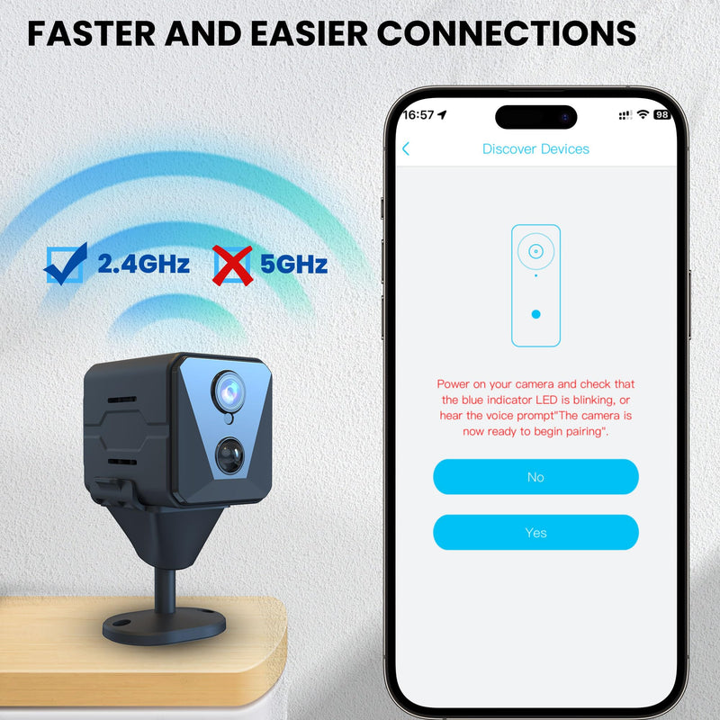 [Australia] - 2025 Upgraded Security Camera, 4K HD Mini Nanny Cam for Home with Night Vision, WiFi Indoor Camera, 100 Days Long Battery Life, Motion Detection, Remote Viewing, Wireless Surveillance Cam WIFI Camera 