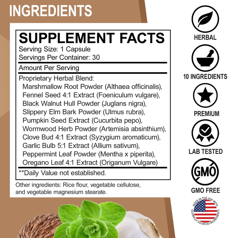 [Australia] - ParaGuard Cleanse Detox Pills - Intestinal Guard Formula Supplement with Black Walnut Wormwood Clove & Oregano Pills - Adults Natural Herbal Intestine Body Gut Cleanser Adults Complete Kit 30 Capsules 