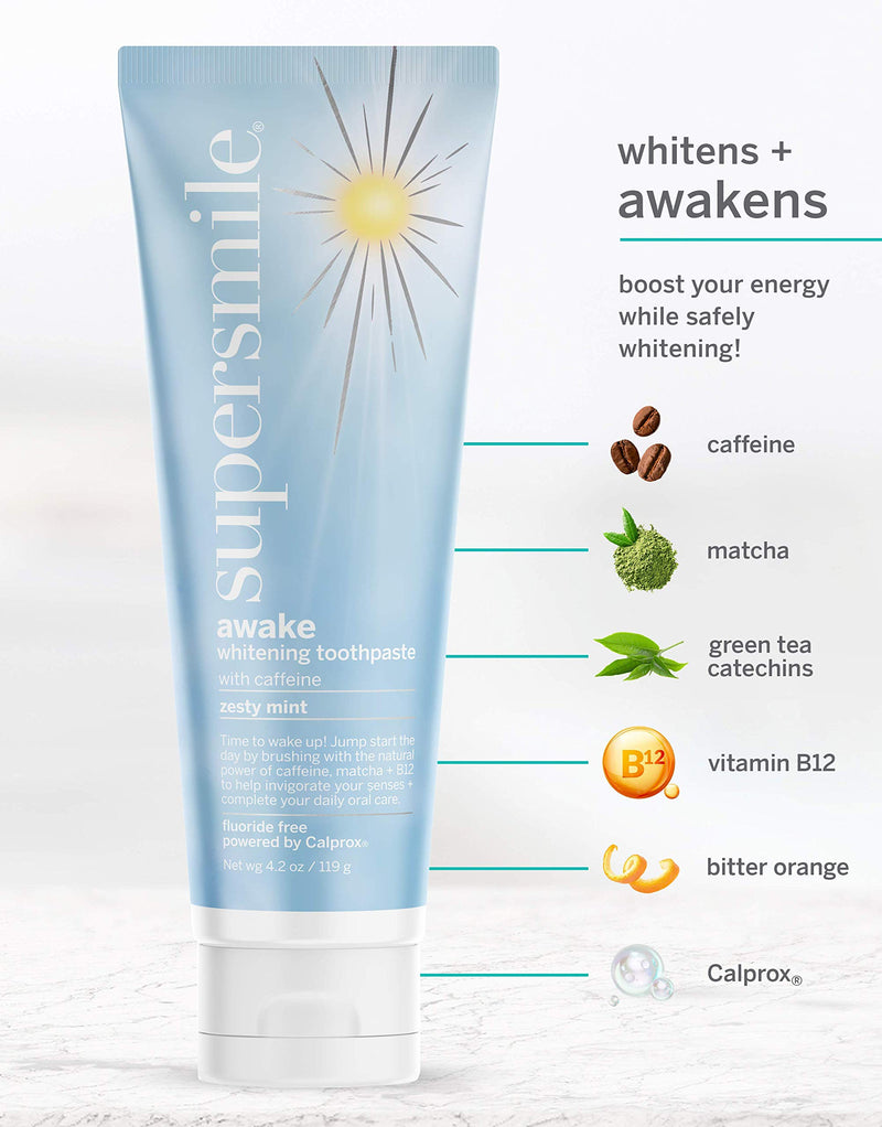 [Australia] - Supersmile Awake – Fluoride Free Toothpaste for Visibly Whiter Teeth and an Energizing Start to The Day – Whitens Up to 6 Shades, 4.2 oz 
