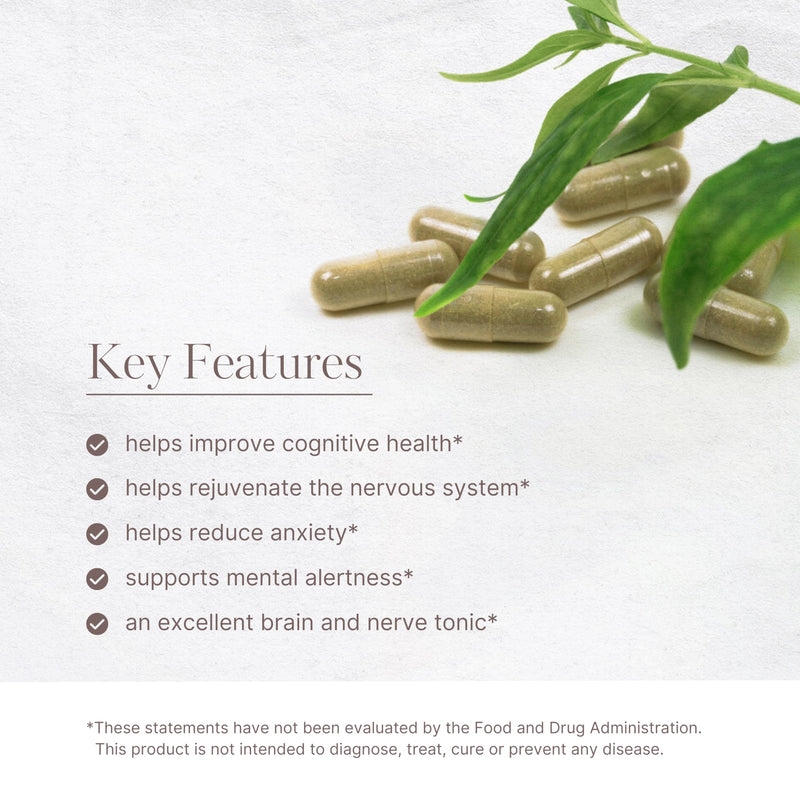 [Australia] - AKSHAR Ayurveda - Bacopa 500mg Brahmi Supplement, Rejuvenate System, Bacopa Pills to Support Cognitive Function for Adults, Vegan Cruelty Free Bacopa Monnieri (60 Count) 