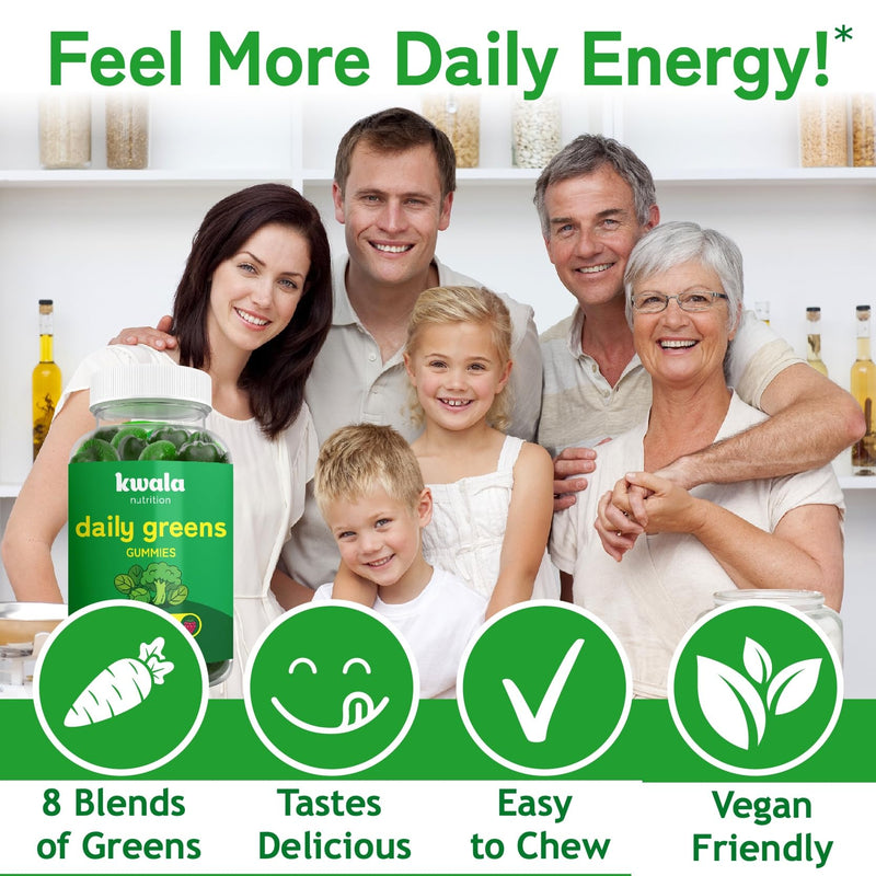 [Australia] - Daily Super Greens Gummies to Boost Energy | with Moringa, Spirulina, Chlorella, Veggies & More | Includes 8 Blends | for Women and Men | Vegan, Non-GMO Supplement | 60 Count 