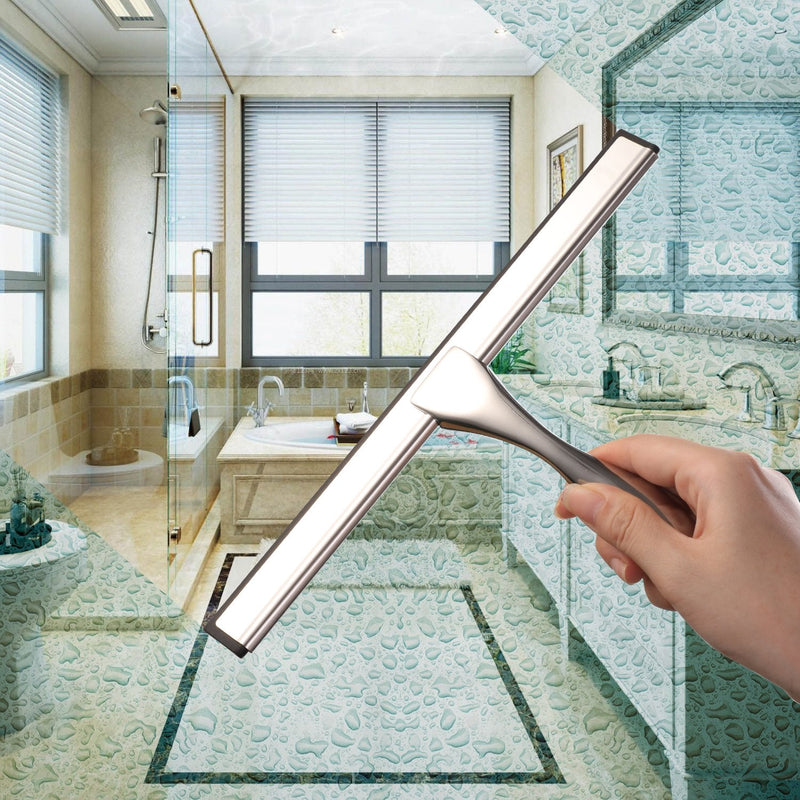 [Australia] - Hiware All-Purpose Shower Squeegee for Shower Doors, Bathroom, Window and Car Glass - Stainless Steel, 10 Inches 10-Inch Silver 