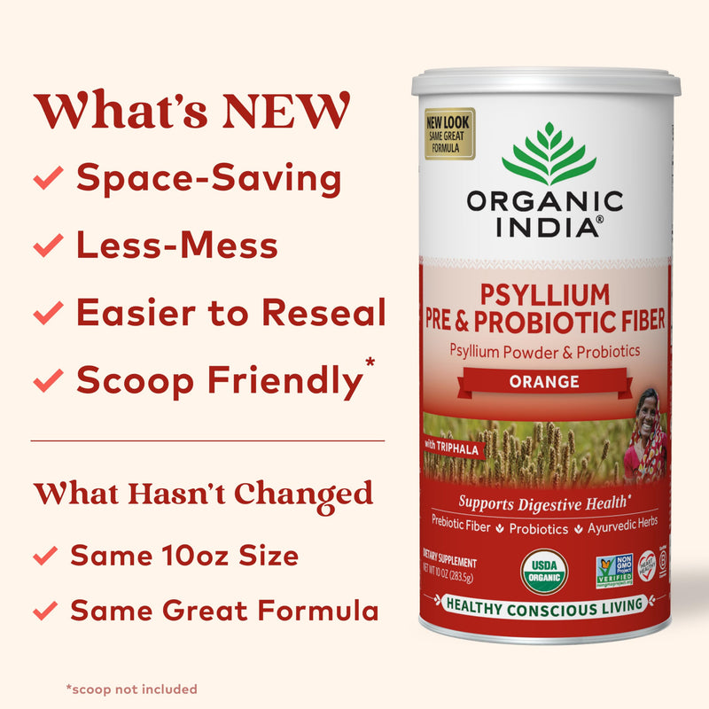 [Australia] - Organic India Psyllium Husk Pre & Probiotic Fiber, Orange Flavor, Psyllium Husk Powder, Keto, Paleo, Vegan, Gluten Free, Dietary Fiber Power, Psyllium Husk Whole, 10 Oz Bag 