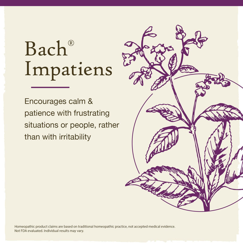 [Australia] - Bach Original Flower Remedies, Impatiens for Patience (Non-Alcohol Formula), Natural Homeopathic Flower Essence, Vegan, 10mL Dropper 